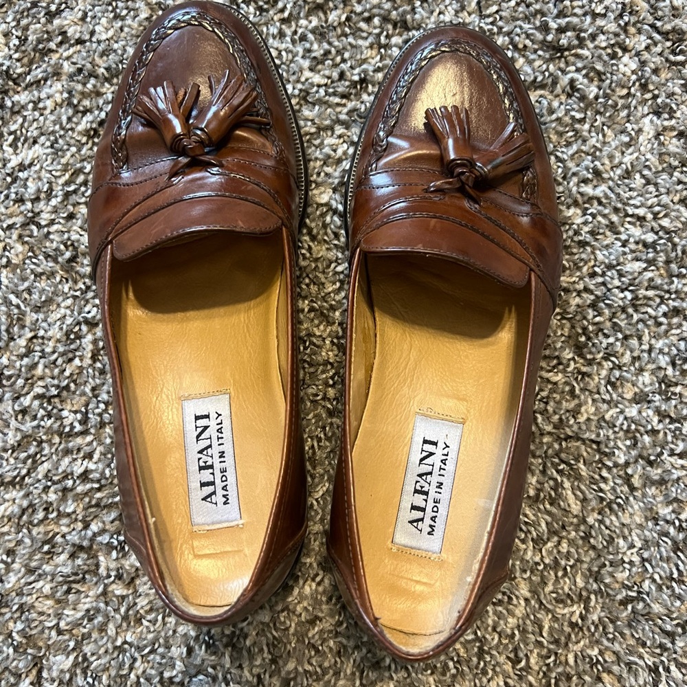 Alfani Men's Leather Brown Slip-On Loafers